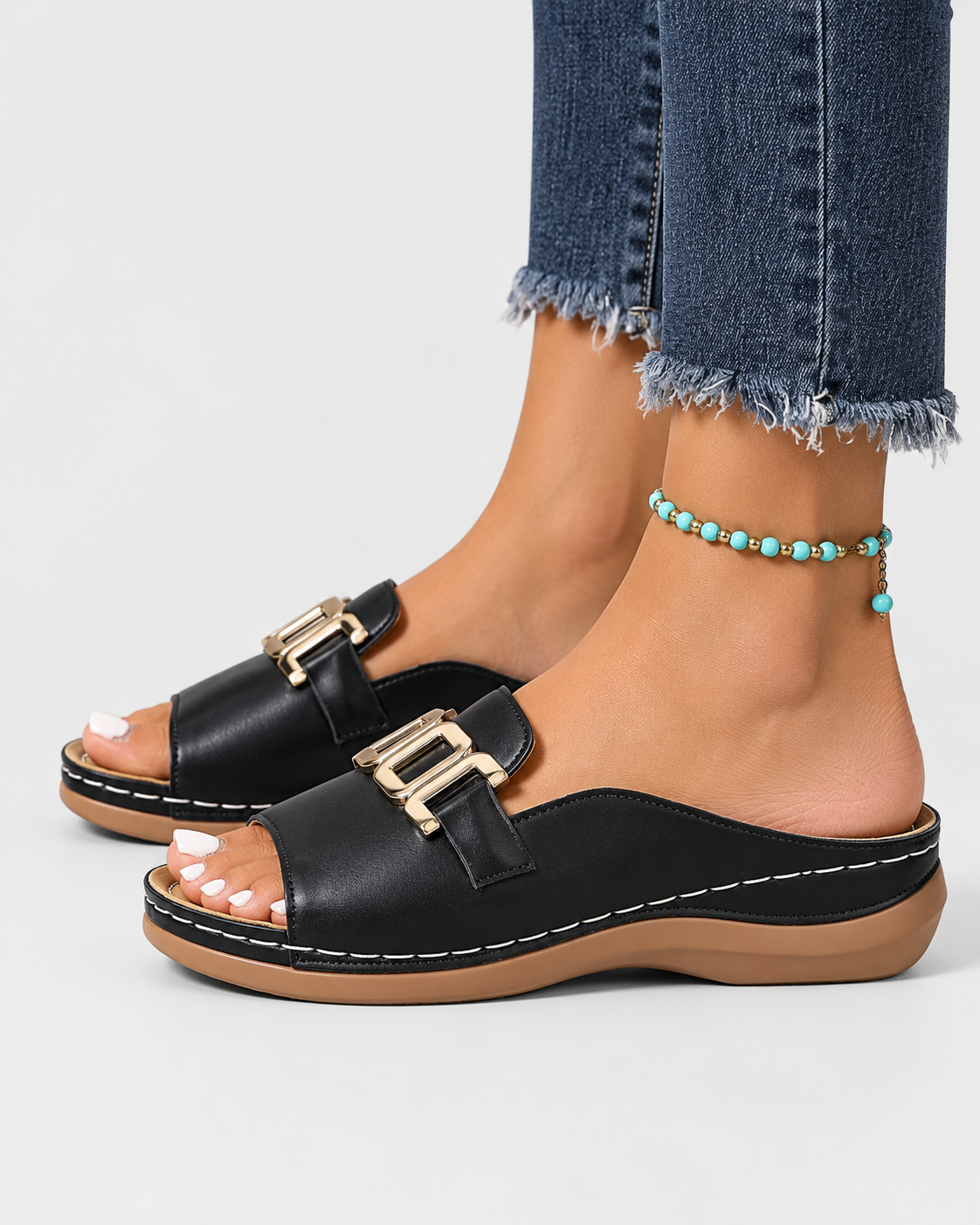 Seraphina Buckle Wedge Orthopaedic Slip-On Sandals