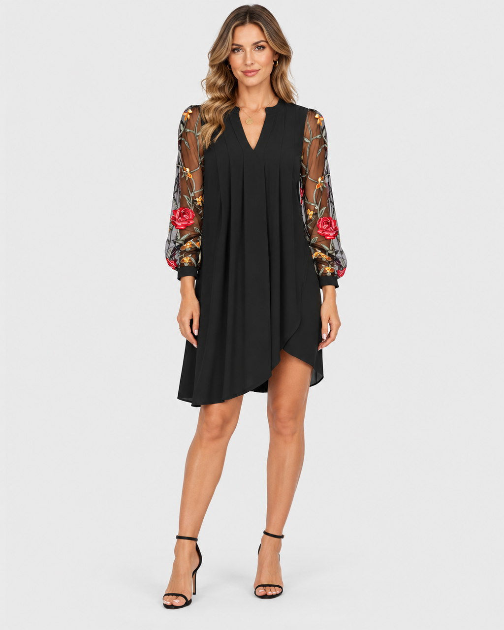 Vivienne Floral Embroidered Sleeve Mini Dress