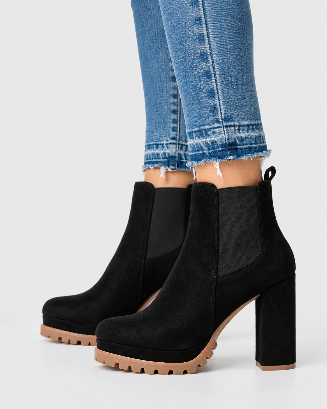 Genevieve Suede Platform Block Heel Ankle Boots