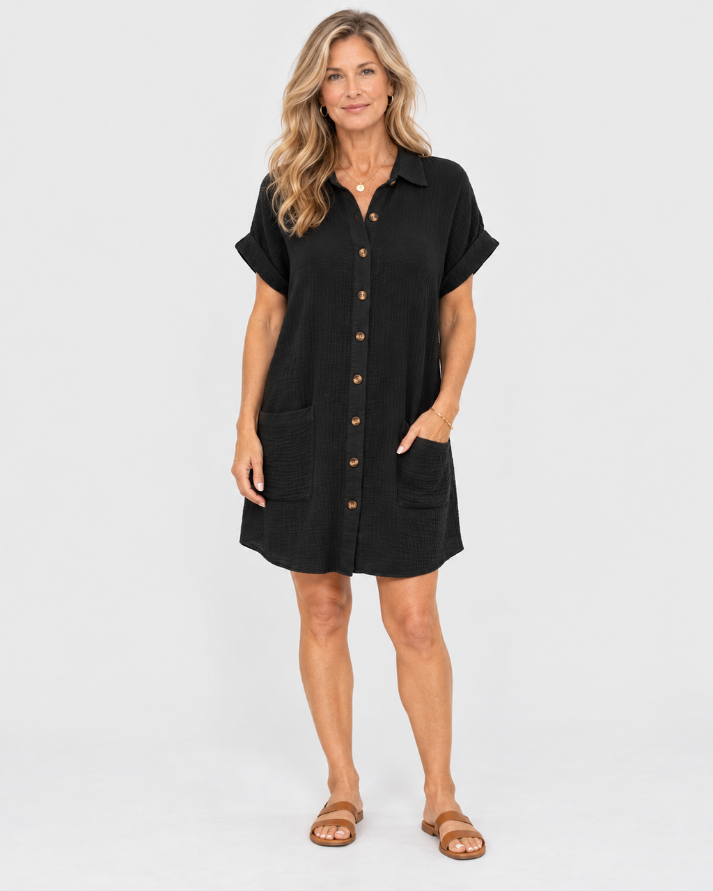 Sienna Cotton Linen Shirt Mini Dress