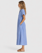 Audrey Striped Short Sleeve Summer Shirt Dress