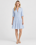 Evelyn Striped Linen-Look Midi Shirt Dress