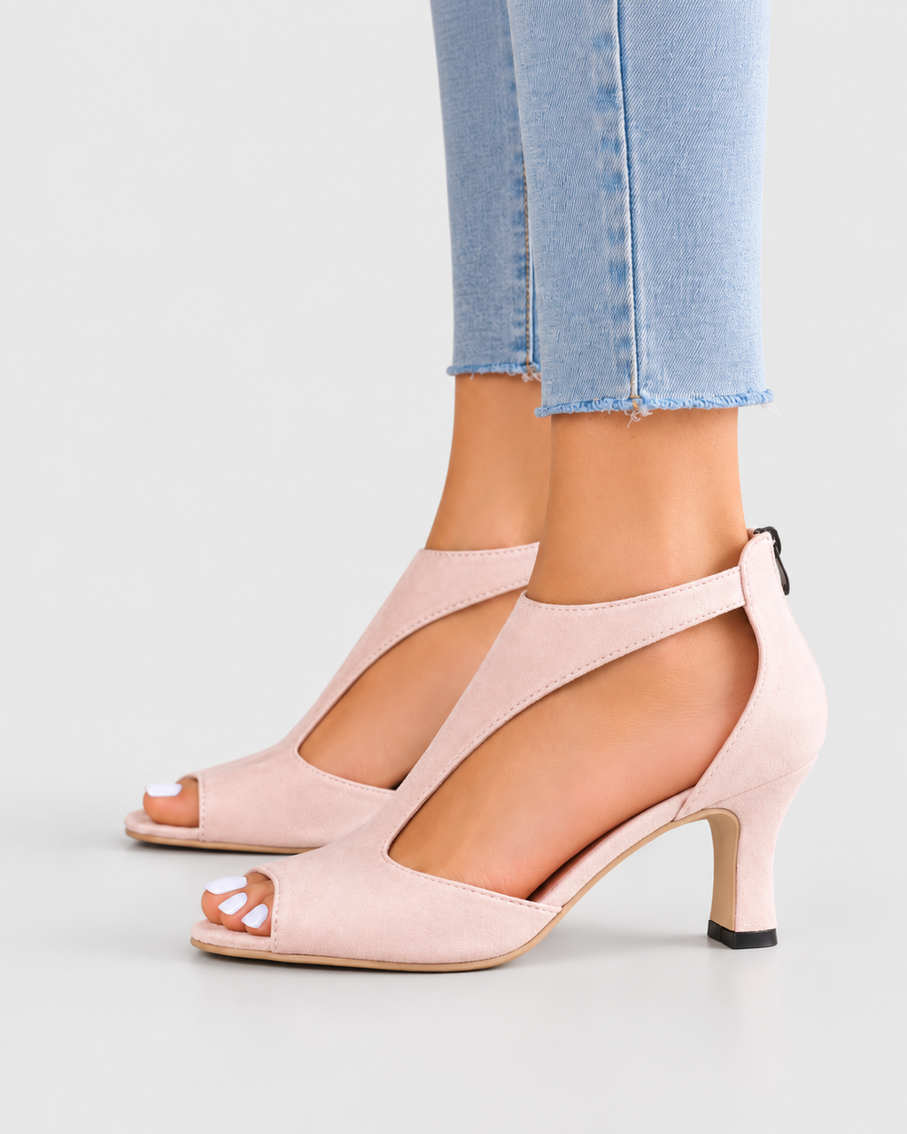 Clara Ankle Strap Open Toe Mid Heels