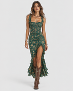 Isla Boho Floral Side-Slit Summer Maxi Dress