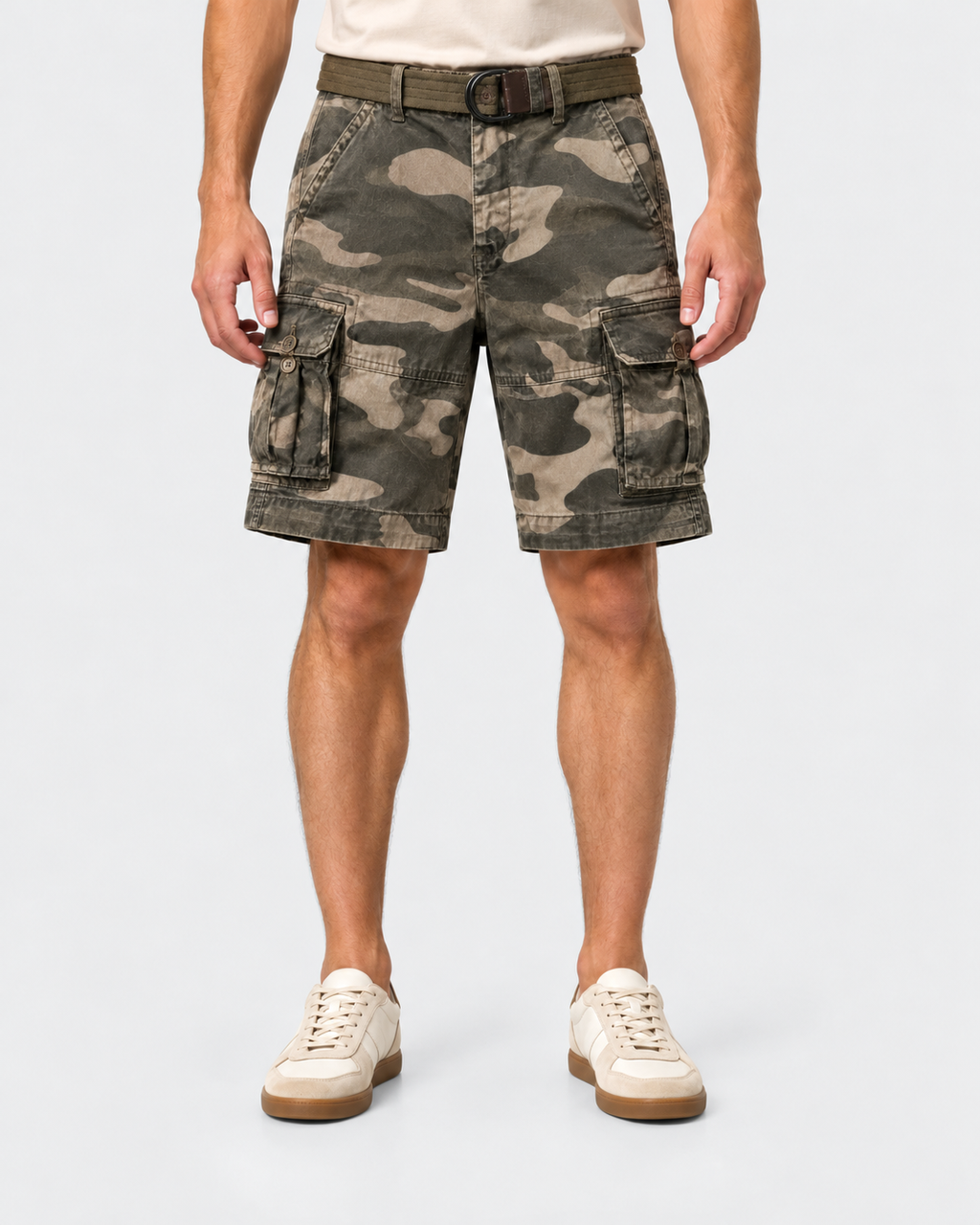 Austin Relaxed Camo Belted Cargo Shorts