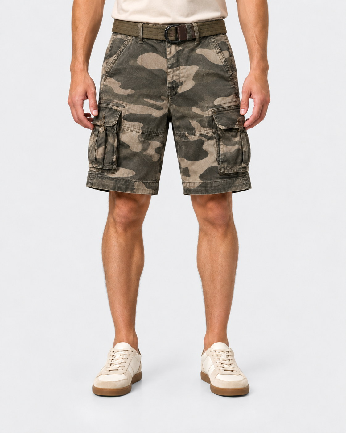 Austin Relaxed Camo Belted Cargo Shorts