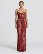Isabella Lace Corset Strapless Maxi Dress