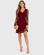 Genevieve Lace Sleeve Cocktail Party Mini Dress