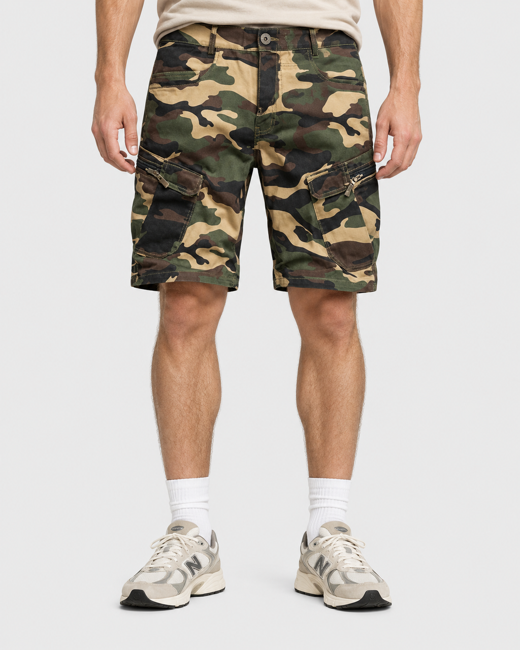 Hunter Camo Multi Pocket Belted Cargo Shorts