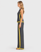 Genevieve Sleeveless Top & Contrast Trim Wide-Leg Trouser Set