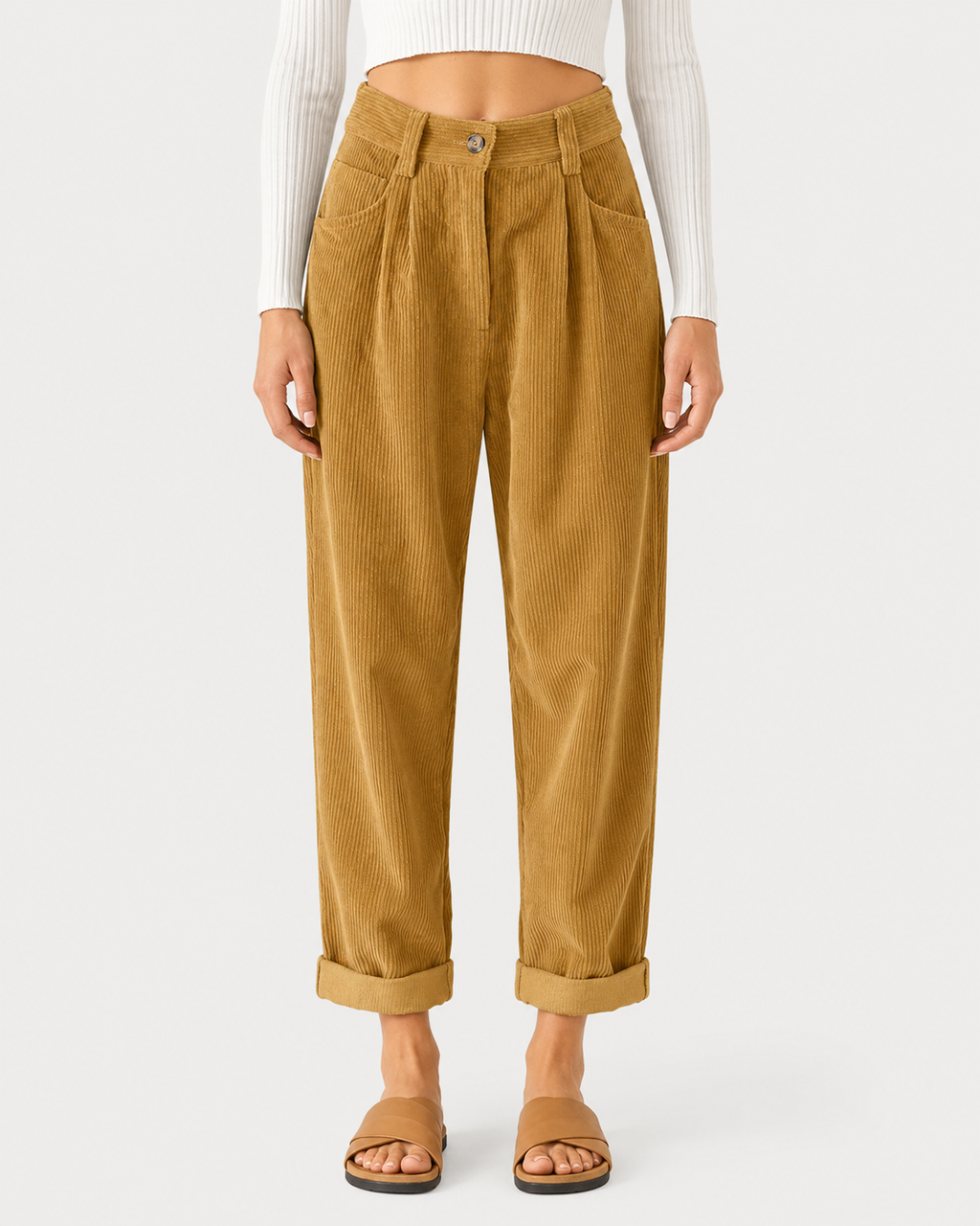 Avery High-Waisted Corduroy Trousers