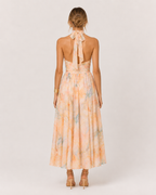 Elise Pleated Floral Halter Maxi Dress