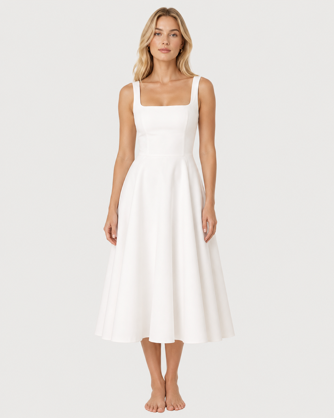 Evelyn Square-Neck A-Line Midi Dress