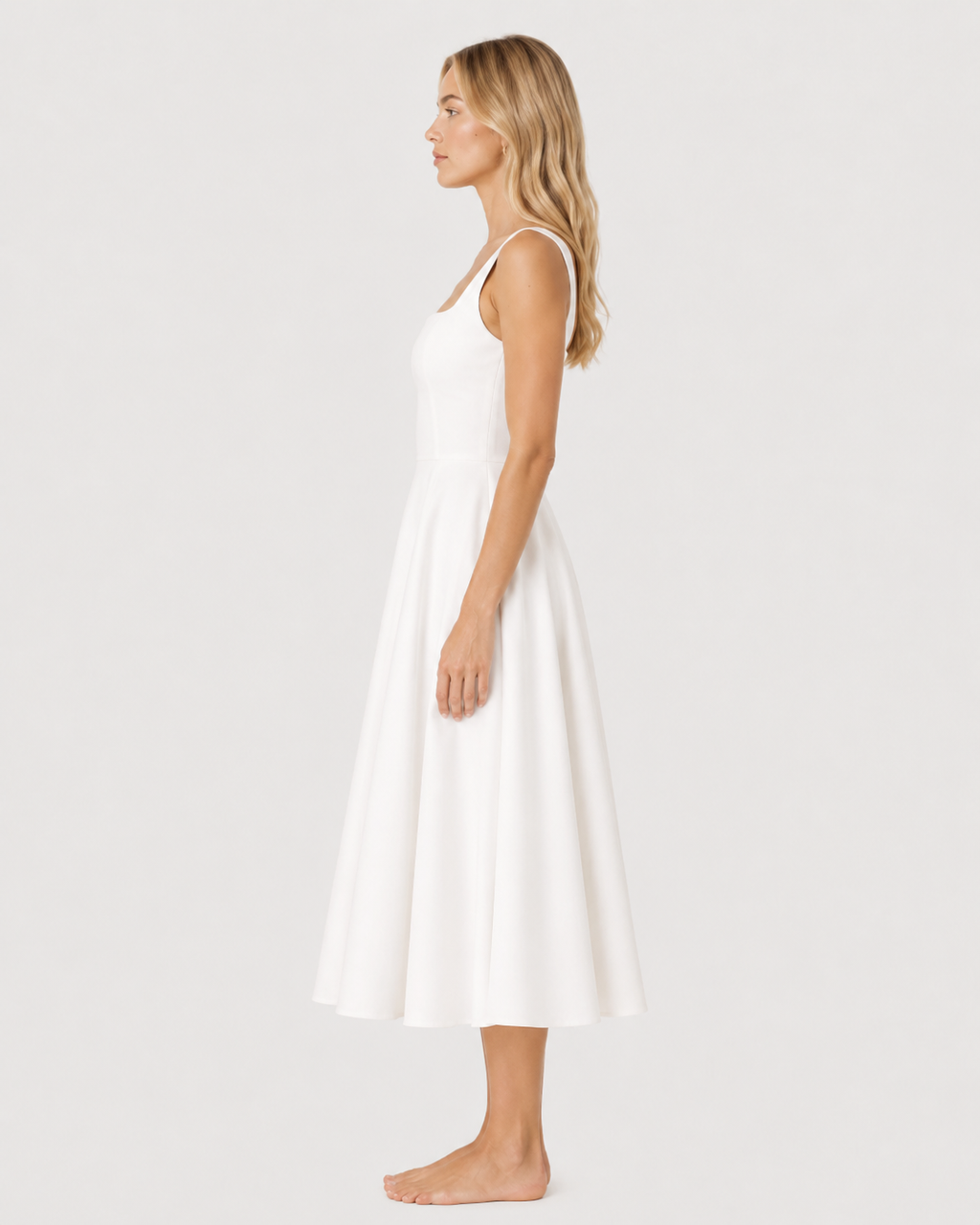 Evelyn Square-Neck A-Line Midi Dress