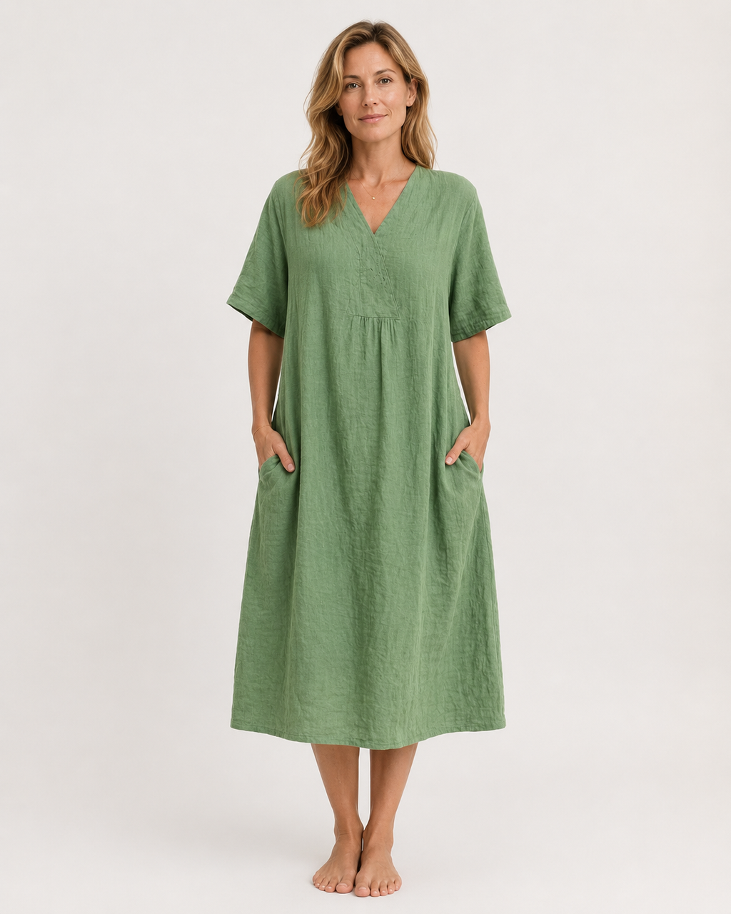 Maeve Relaxed V-Neck Midi Dress