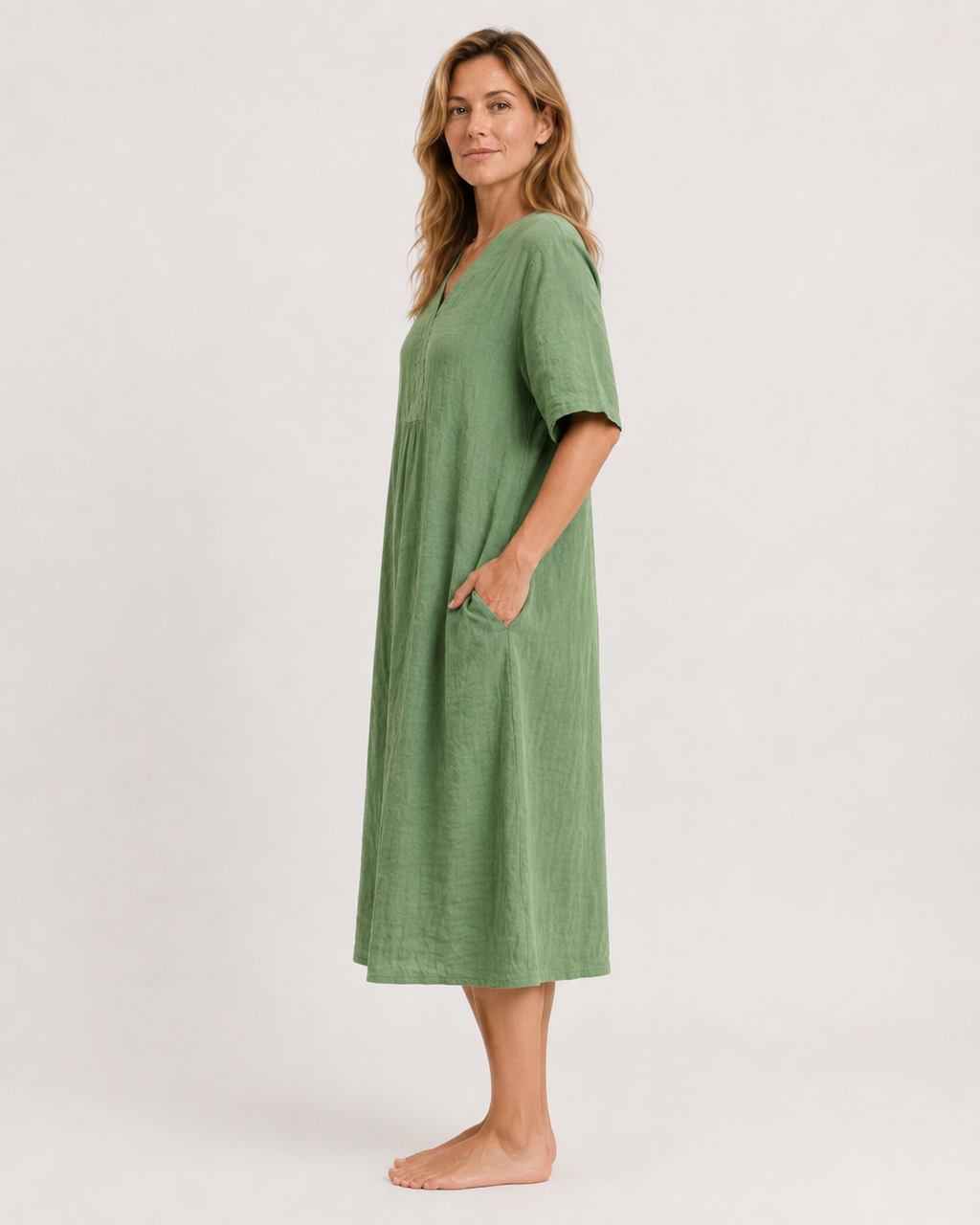 Maeve Relaxed V-Neck Midi Dress