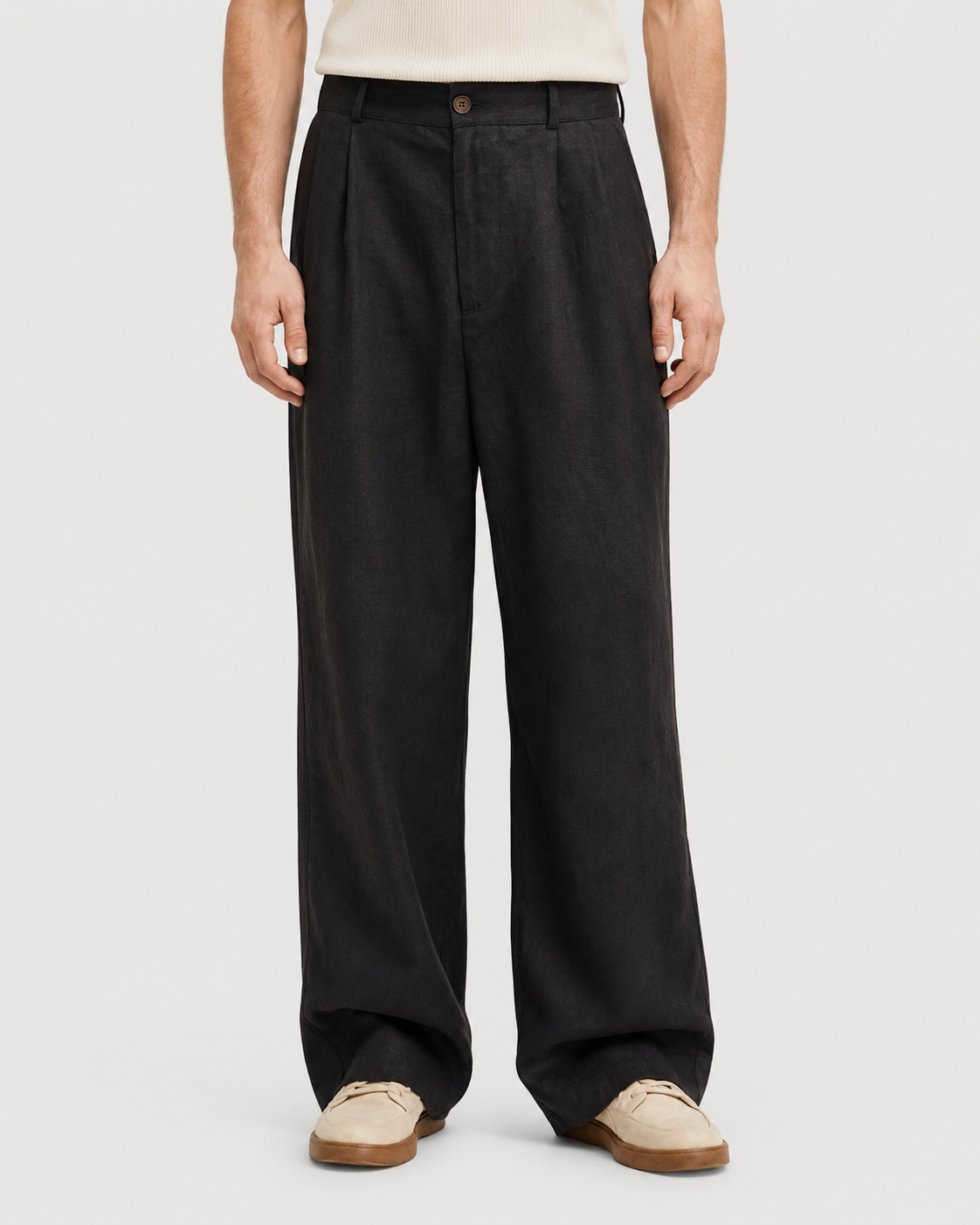 Luca Pleated Wide-Leg Linen Trousers