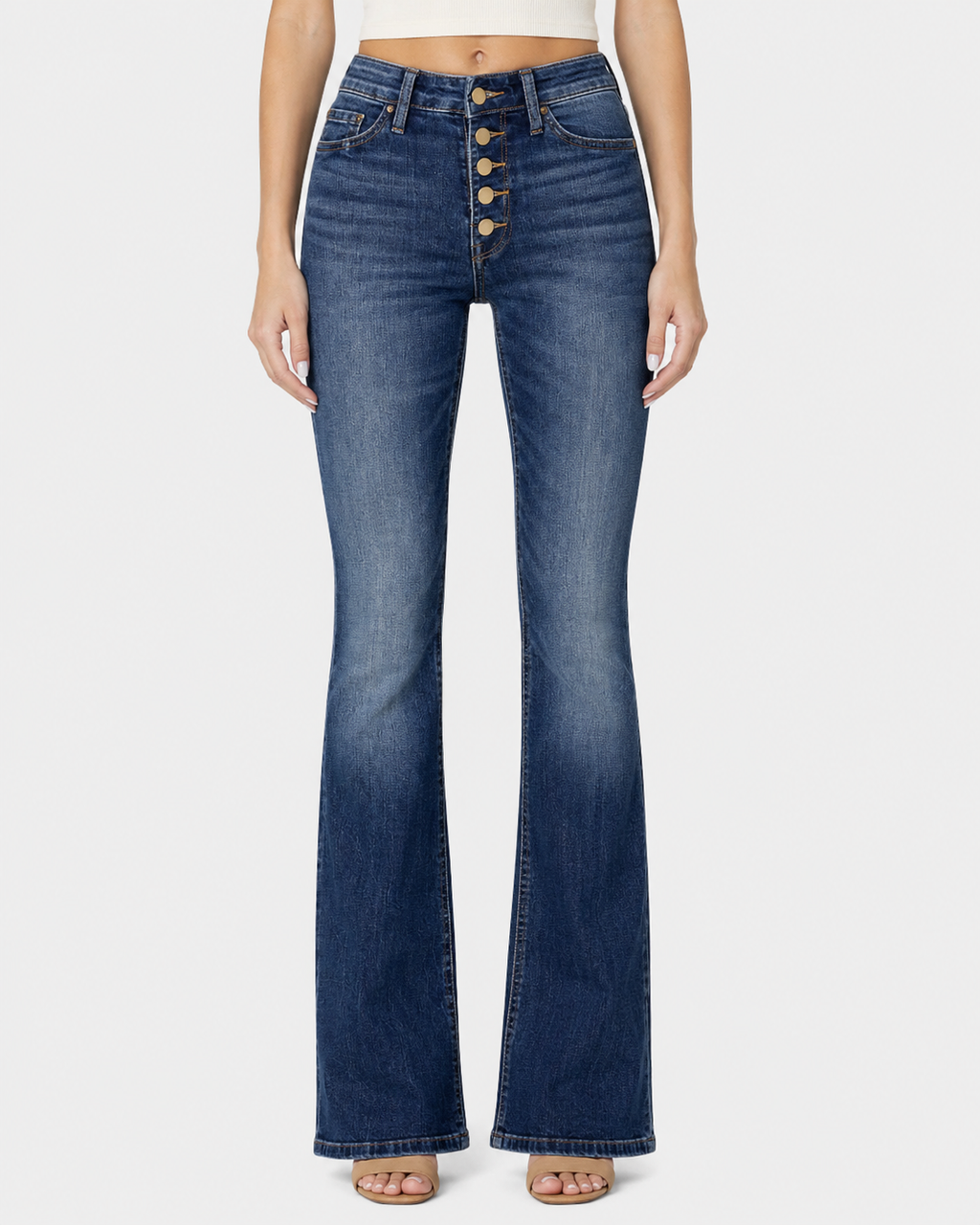 Sienna High-Waisted Button Front Flare Jeans