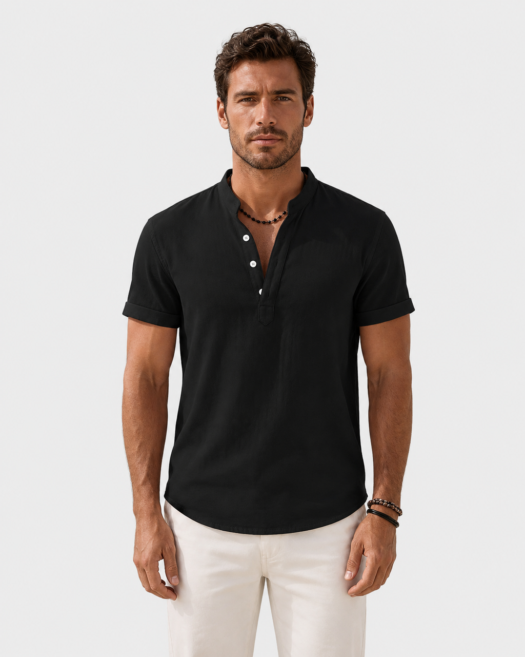 Asher Short-Sleeve Henley Shirt