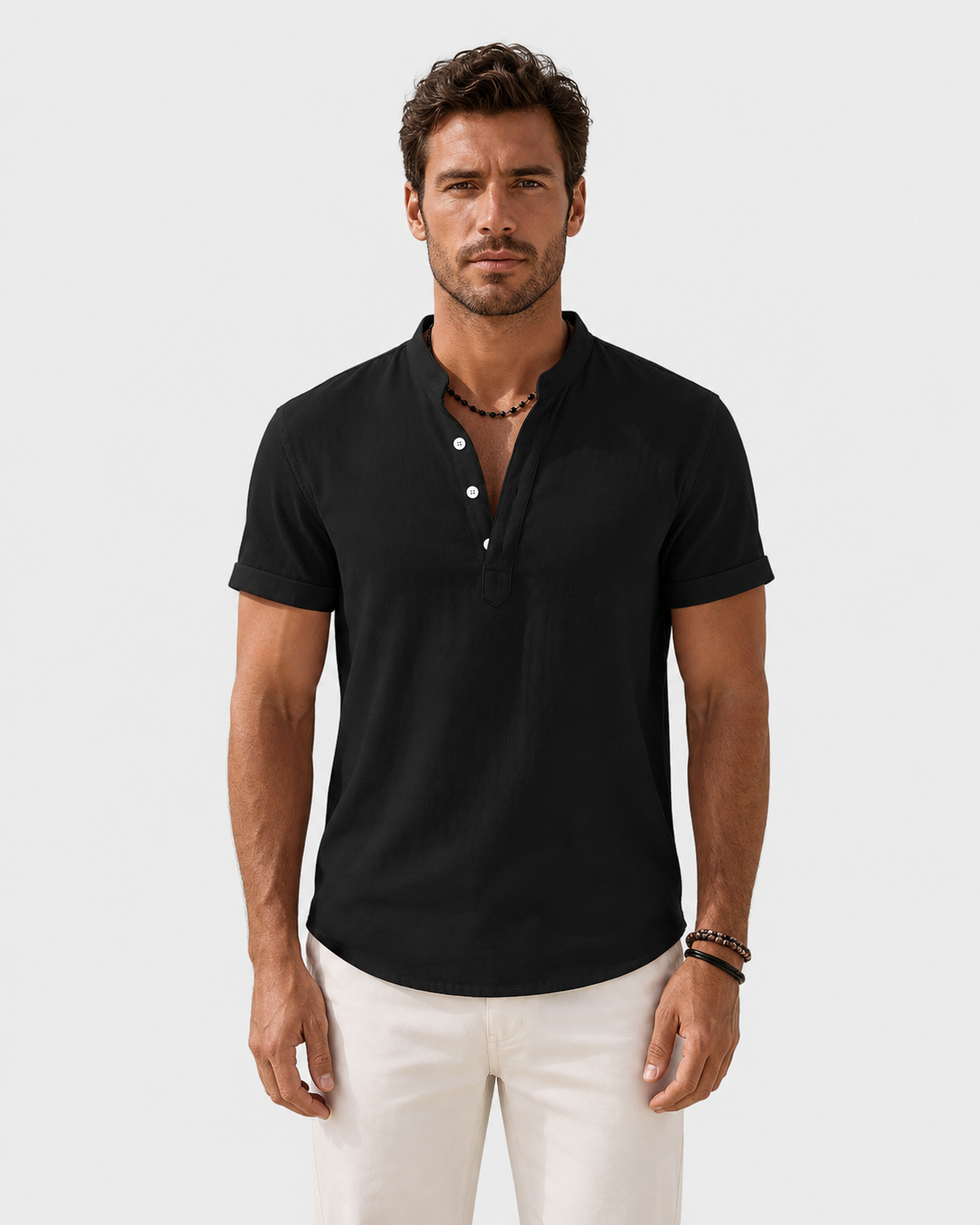 Asher Short-Sleeve Henley Shirt