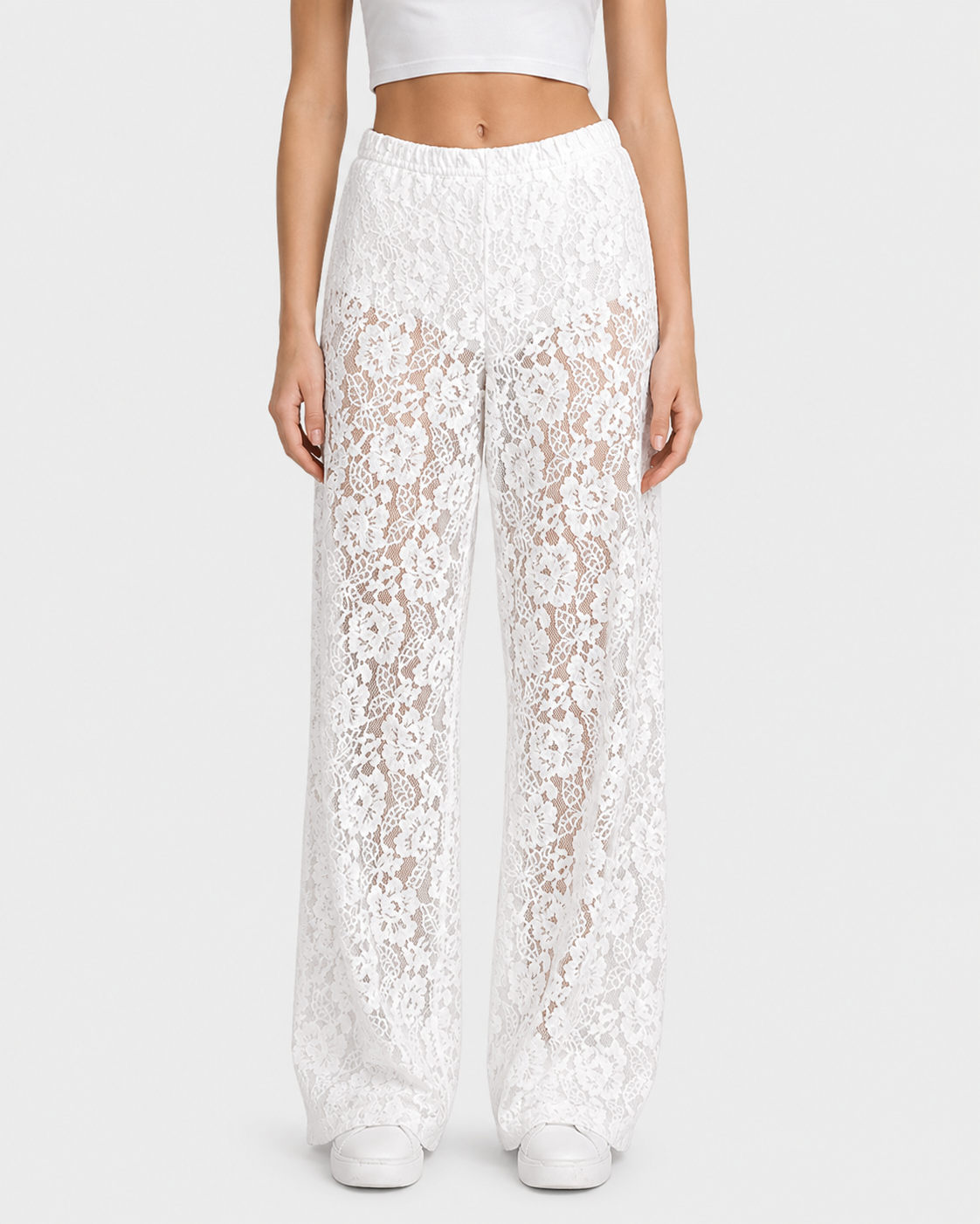 Amelie Sheer Lace Wide-Leg Pants
