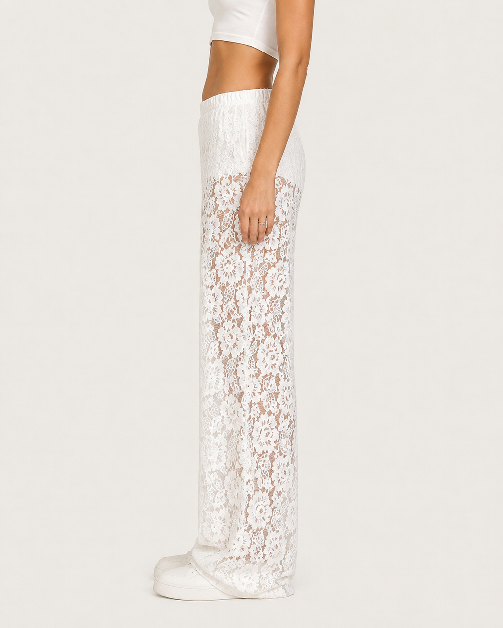 Amelie Sheer Lace Wide-Leg Pants