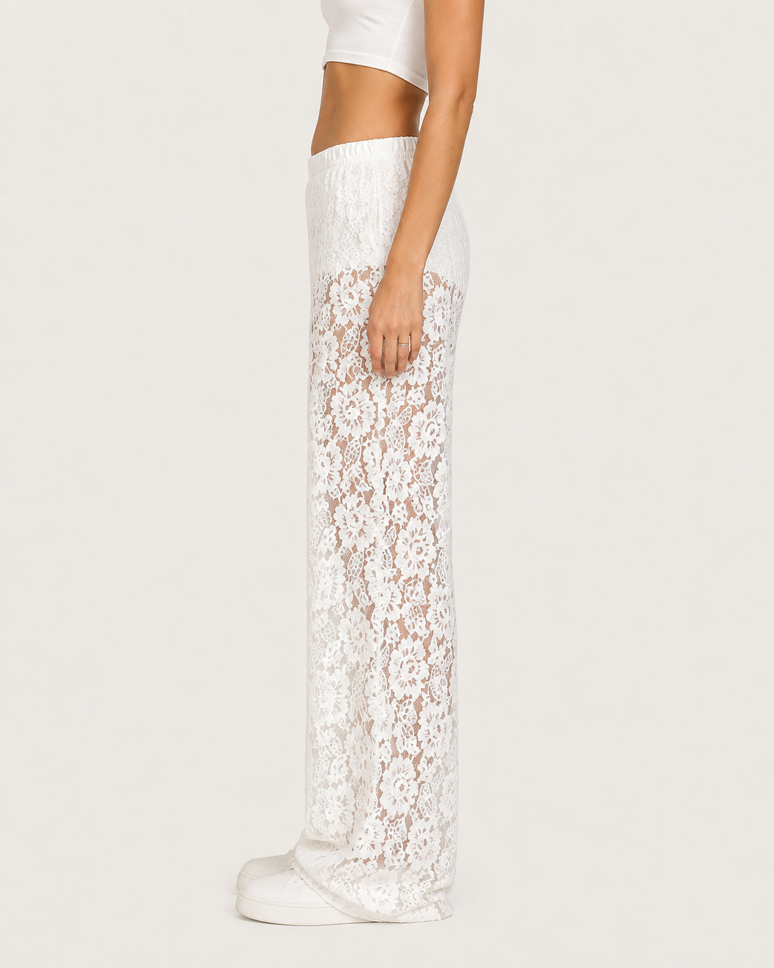 Amelie Sheer Lace Wide-Leg Pants
