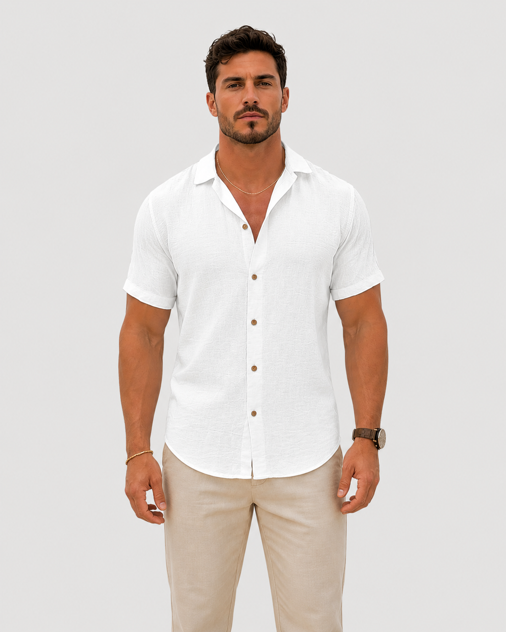 Lorenzo Linen-Blend Relaxed Short-Sleeve Button Shirt