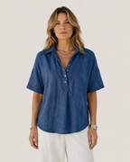 Isla Relaxed Short-Sleeve Button Shirt