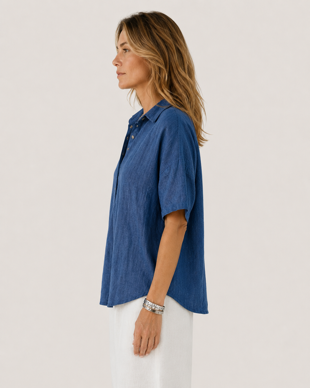 Isla Relaxed Short-Sleeve Button Shirt