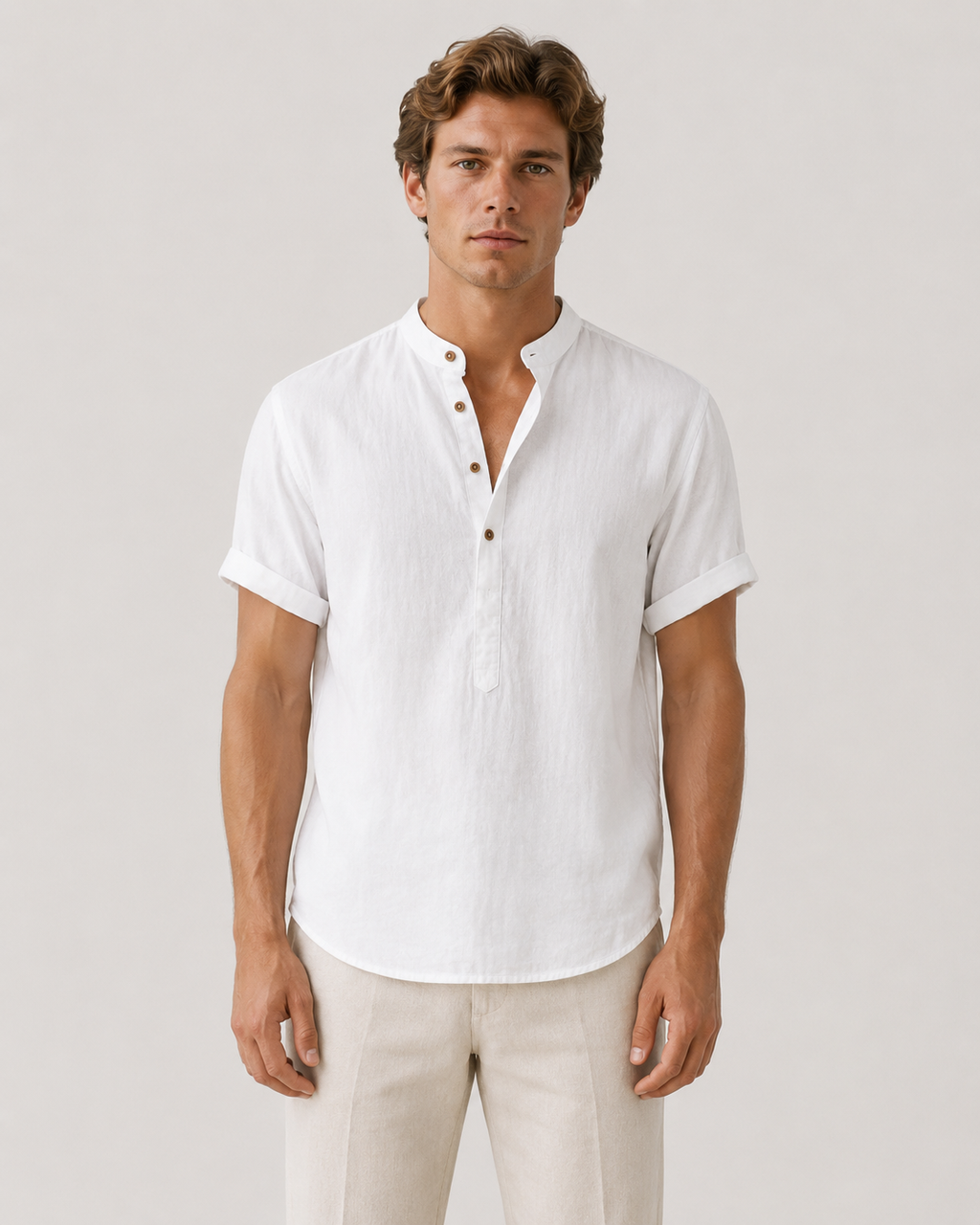 Mason Relaxed Short-Sleeve Linen Henley Shirt
