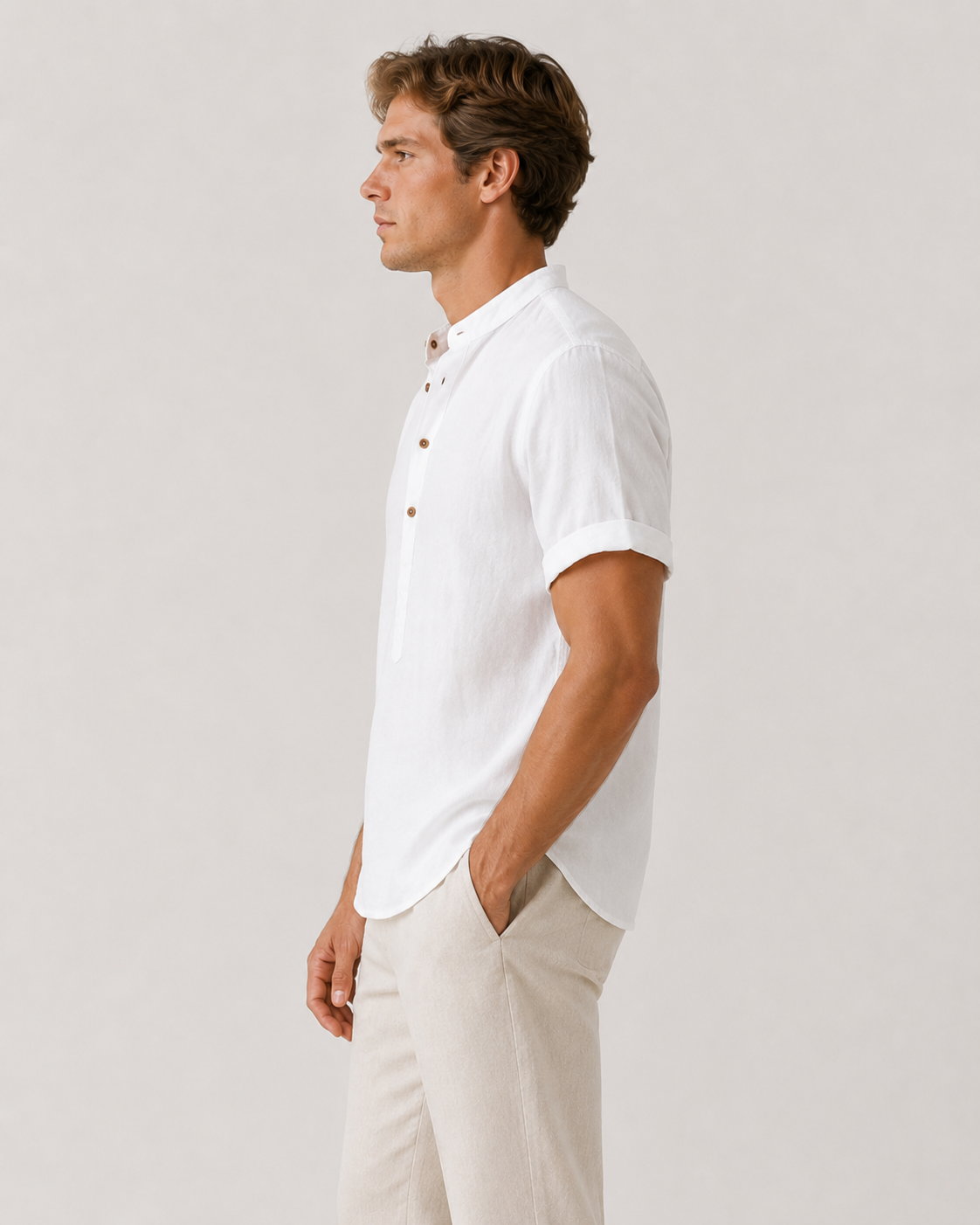 Mason Relaxed Short-Sleeve Linen Henley Shirt