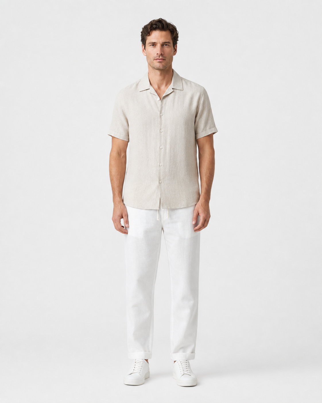 Marco Relaxed Linen Short-Sleeve Shirt and Trouser Set