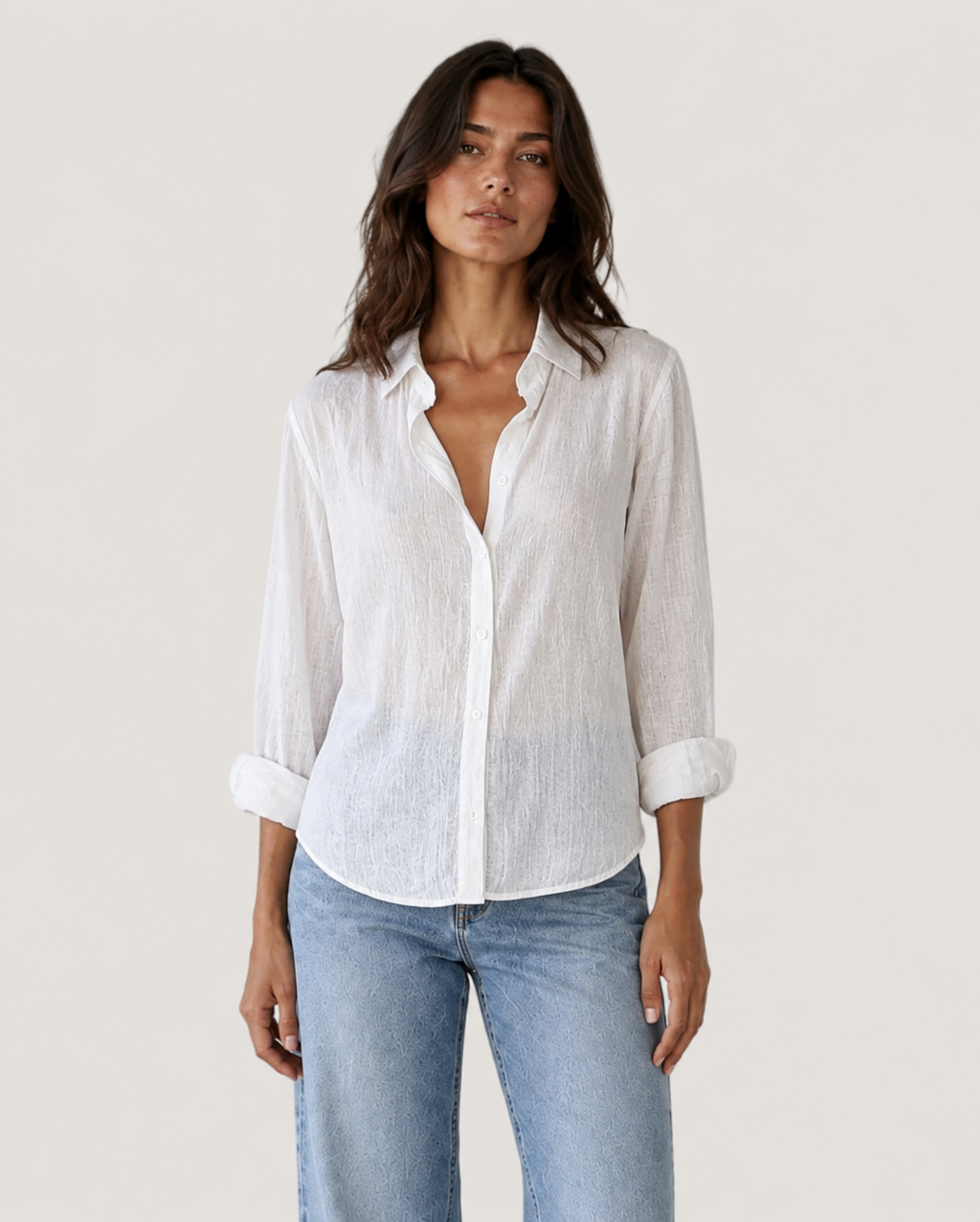 Clara Relaxed Long-Sleeve Linen Button Blouse