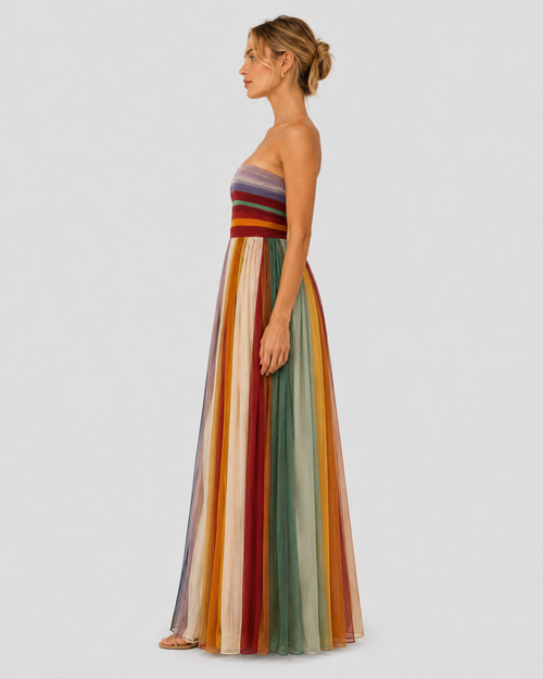 Aurelia Strapless Pleated Maxi Dress