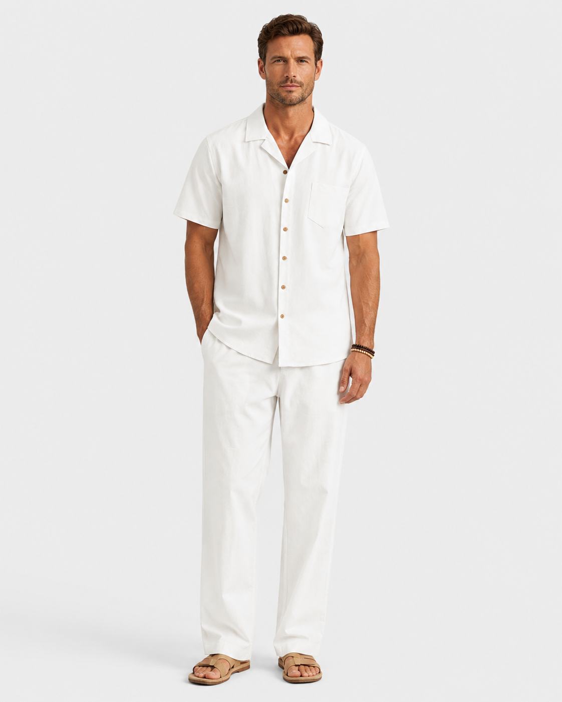 Arlen Camp Collar Shirt and Trousers Set