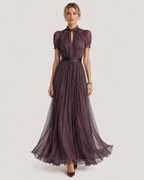 Camilla Pleated High-Neck Maxi Dress