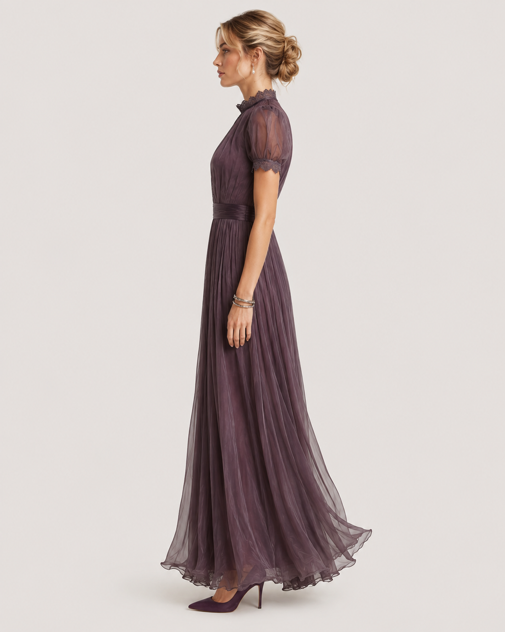 Camilla Pleated High-Neck Maxi Dress