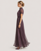 Camilla Pleated High-Neck Maxi Dress