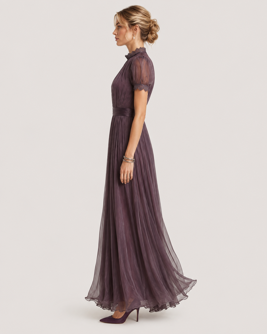 Camilla Pleated High-Neck Maxi Dress