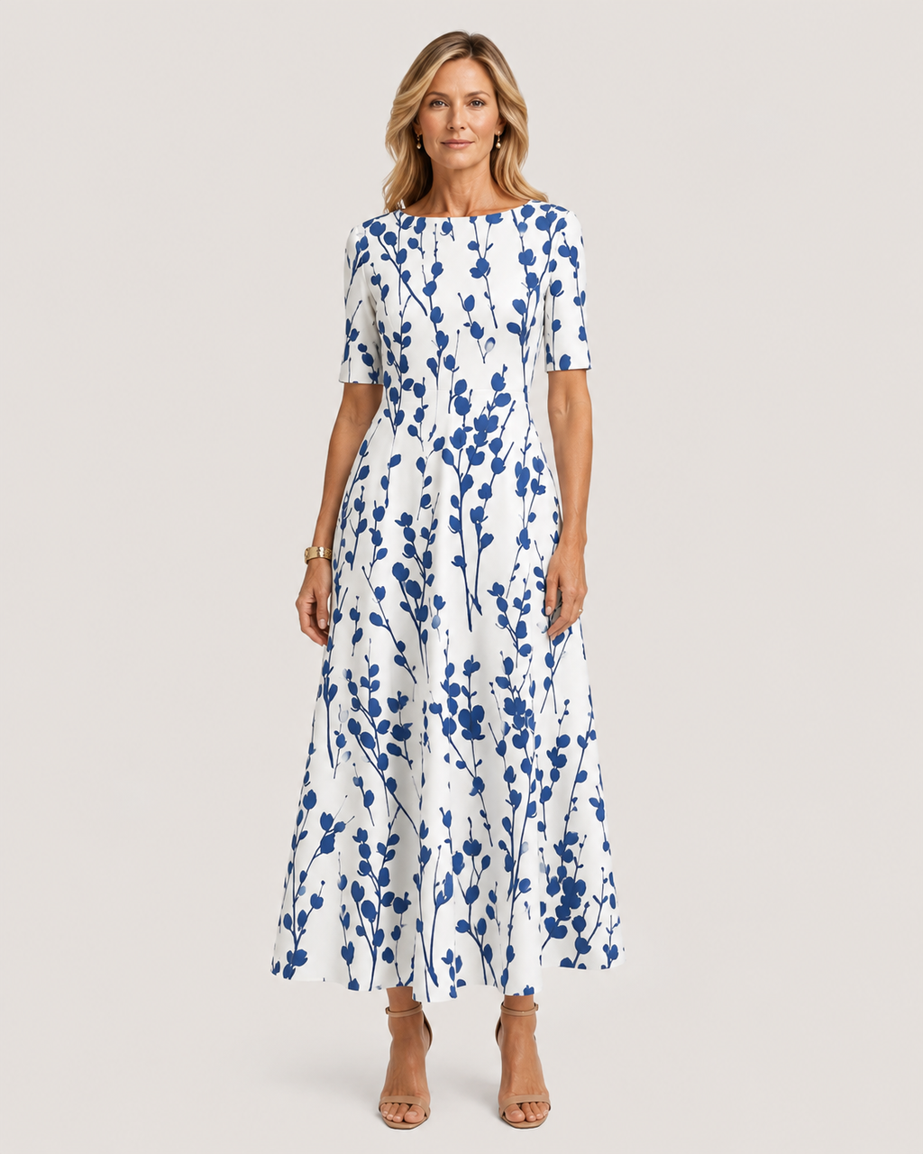 Marina Floral A-Line Midi Dress