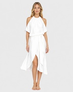 Celeste Halter Cold-Shoulder Midi Dress