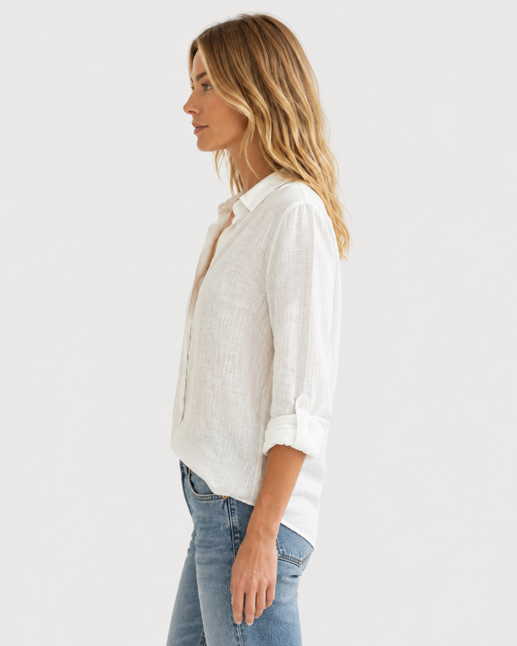 Elodie Relaxed Roll-Tab Button Blouse