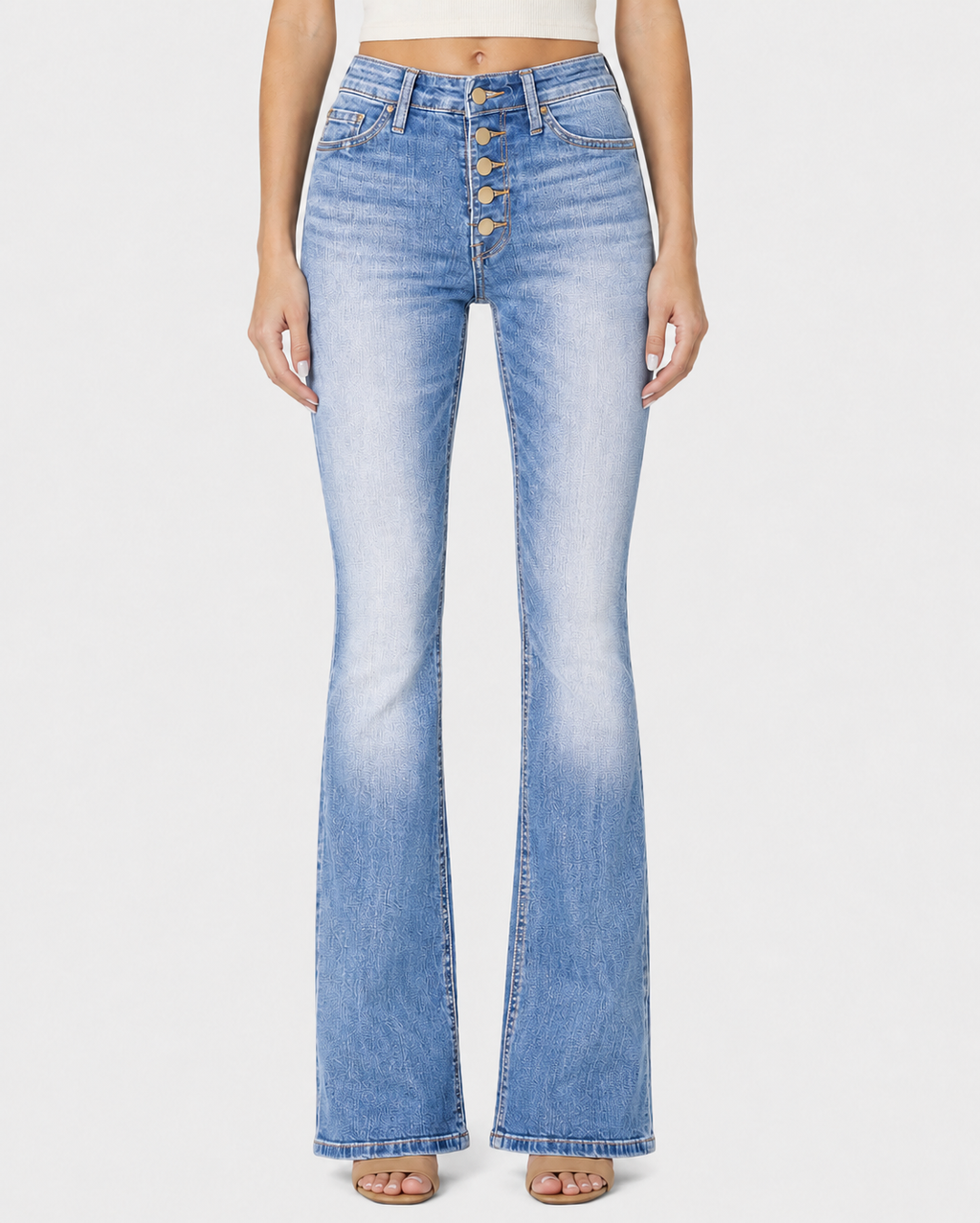 Sienna High-Waisted Button Front Flare Jeans