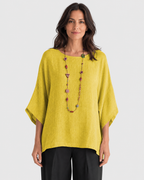 Saskia Relaxed Cotton Linen O-Neck Blouse