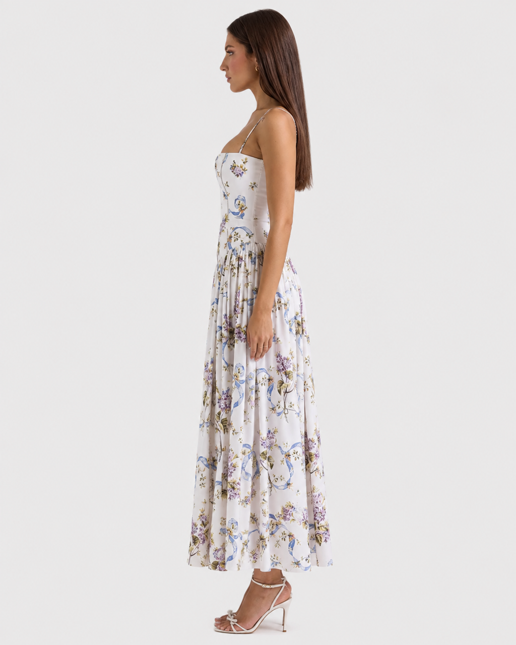 Genevieve Pleated Strapless Sweetheart Midi Dress