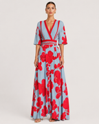 Rosalie Floral Kimono Sleeve V-Neck Maxi Dress