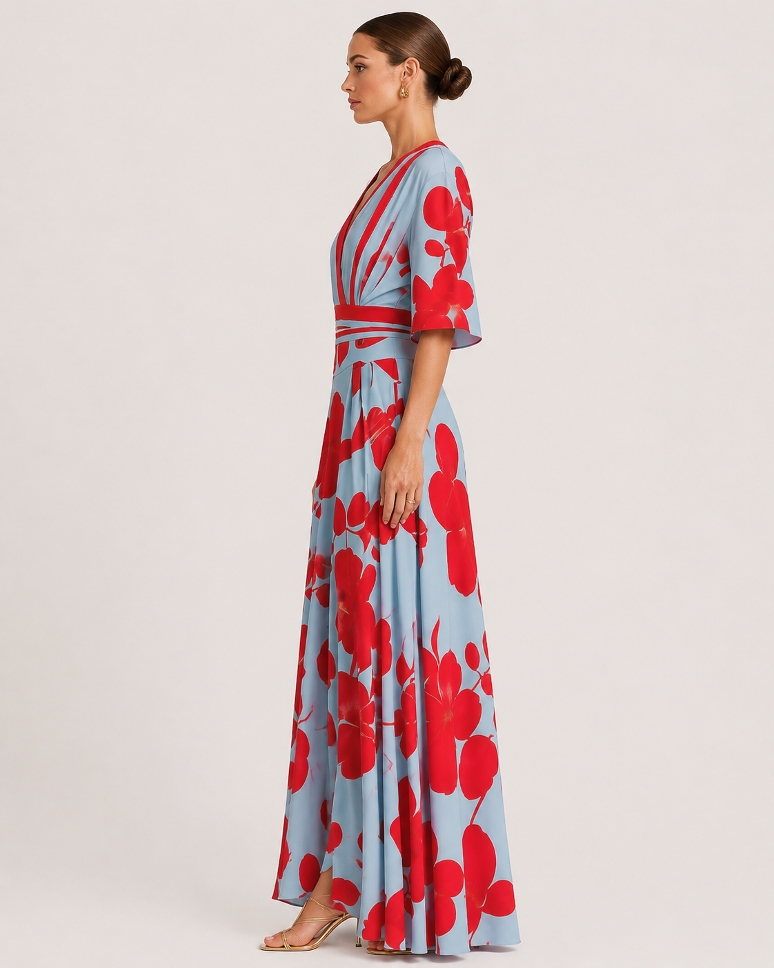 Rosalie Floral Kimono Sleeve V-Neck Maxi Dress