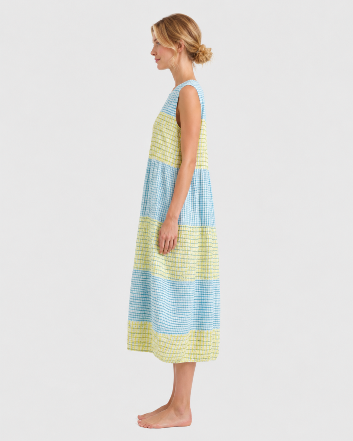 Evelyn Striped Sleeveless Knee-Length Midi Dress