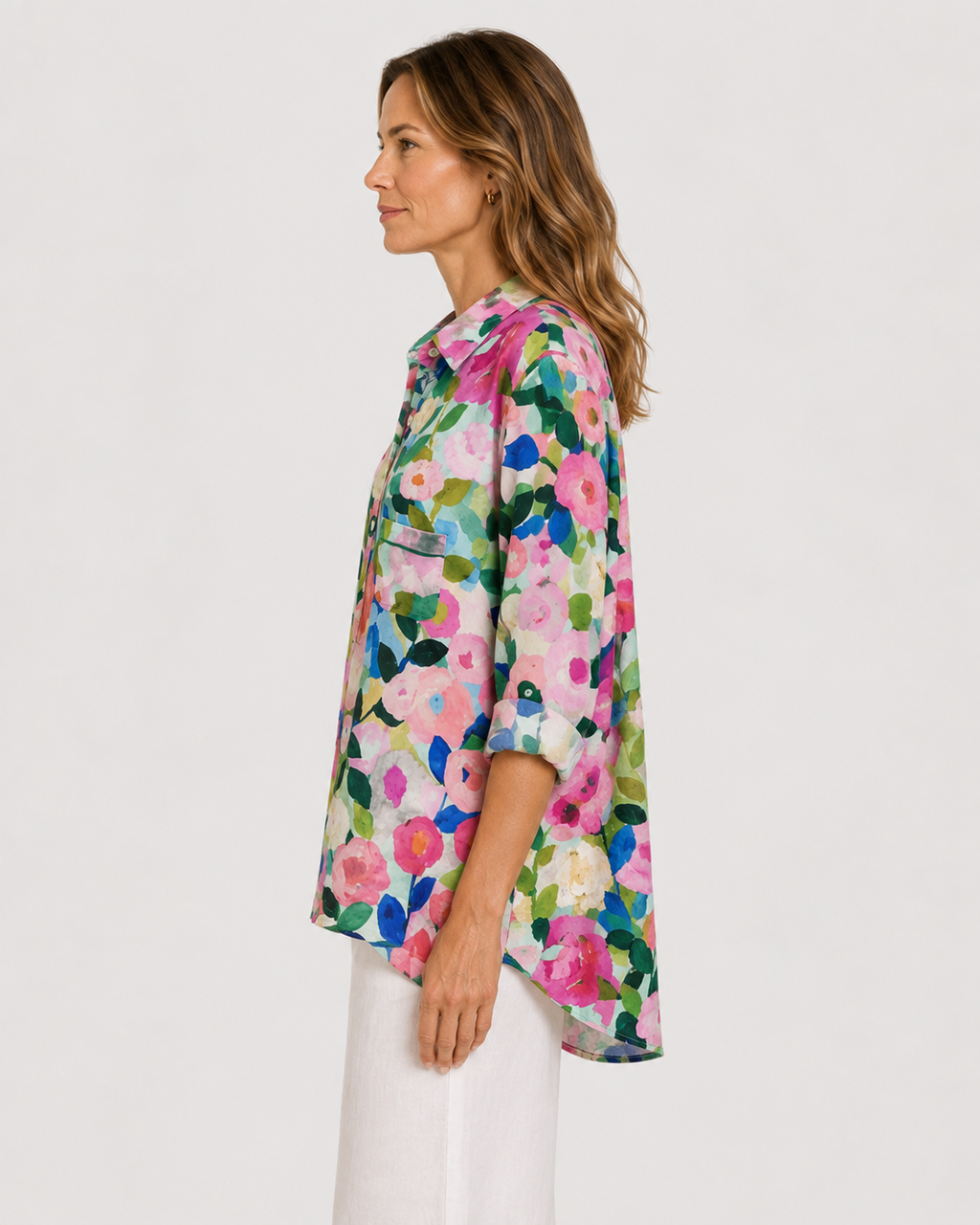 Margot Floral Printed Lightweight Long Sleeve Blouse